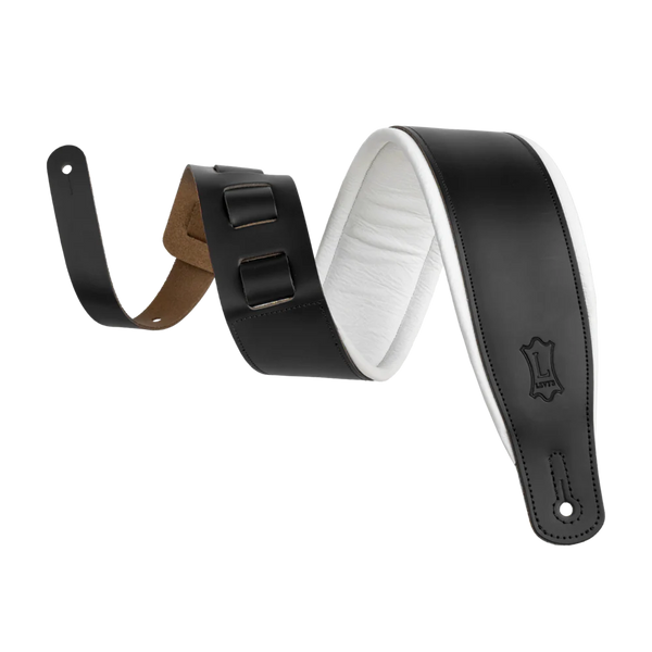 Levy's M26PD-BLK_WHT Amped Leather Series Guitar Strap - Black and White