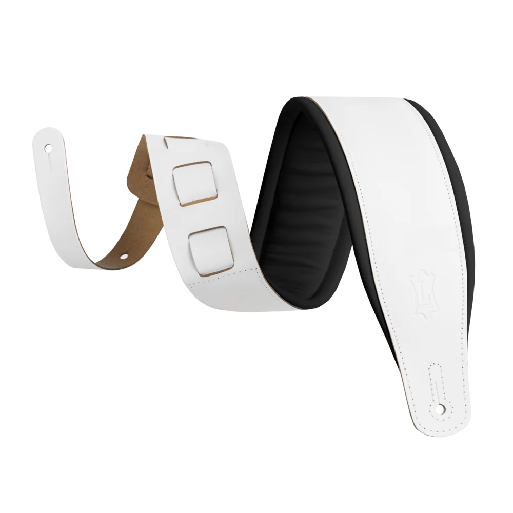 Levy's M26PD-WHT_BLK Amped Leather Series Guitar Strap -  White and Black
