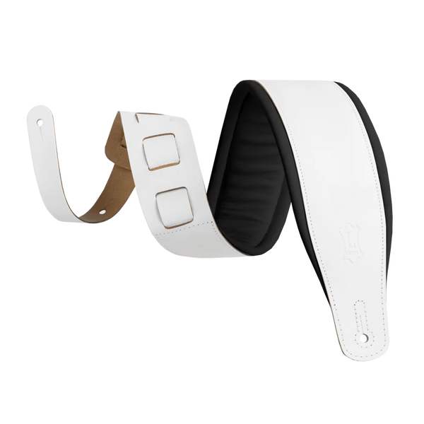 Levy's M26PD-WHT_BLK Amped Leather Series Guitar Strap -  White and Black