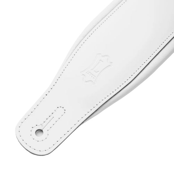 Levy's M26PD-WHT_WHT Amped Leather Series Guitar Strap - White and White