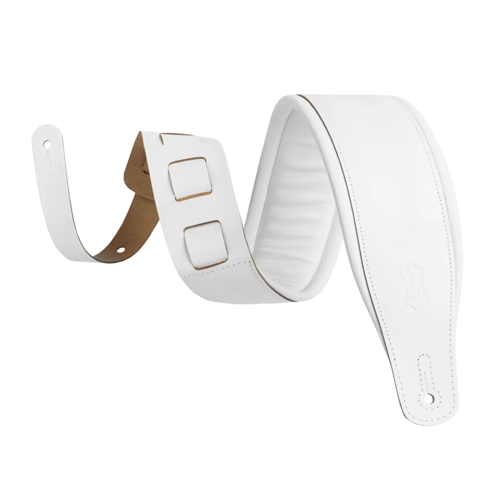 Levy's M26PD-WHT_WHT Amped Leather Series Guitar Strap - White and White