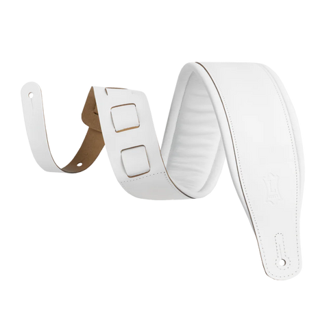 Levy's M26PD-WHT_WHT Amped Leather Series Guitar Strap - White and White