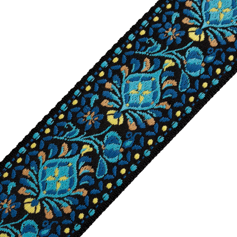Levy's M8HT-04 Hootenanny Series Guitar Strap - Blue and Yellow Floral