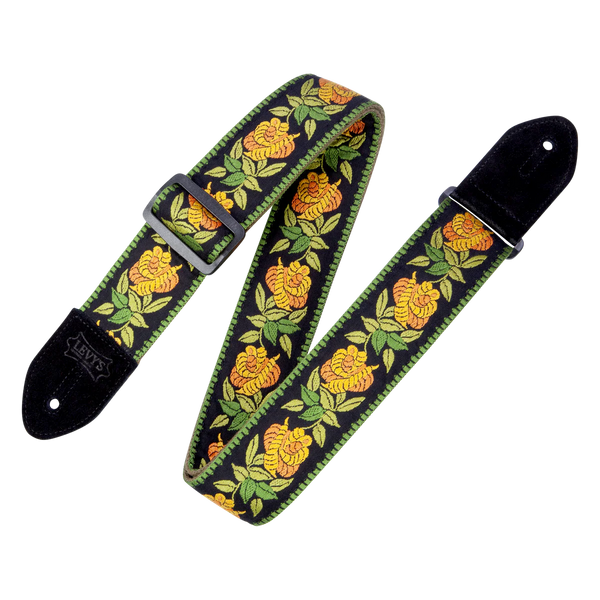 Levy's MC8JQ-004 Cotton Floral Series Guitar Strap - Yellow