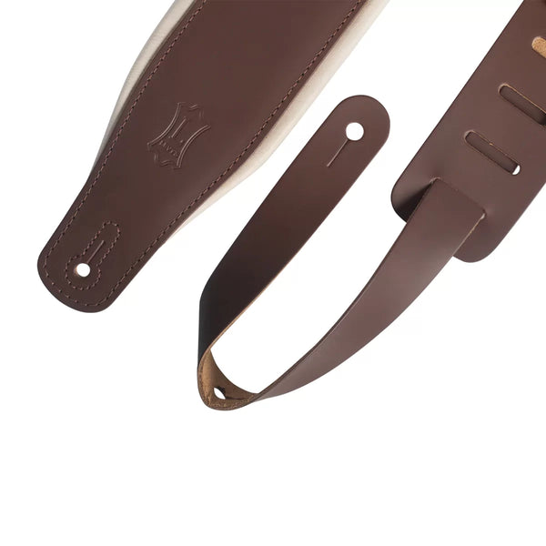 Levy's M26PD-BRN_CRM AMPED LEATHER SERIES Guitar Strap