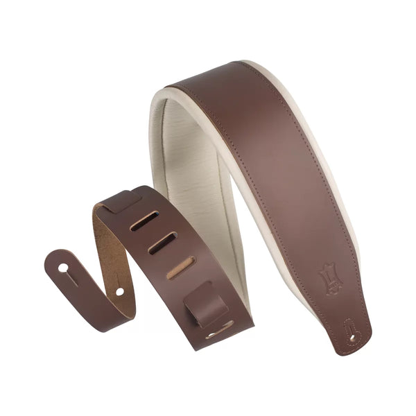 Levy's M26PD-BRN_CRM AMPED LEATHER SERIES Guitar Strap