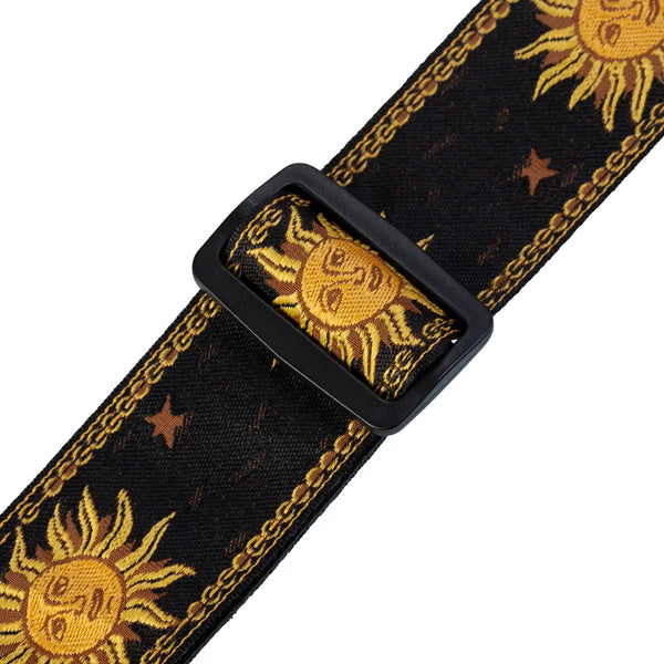 Levy's MPJG-SUN-BLK SUN MOTIF SERIES Guitar Strap - Black