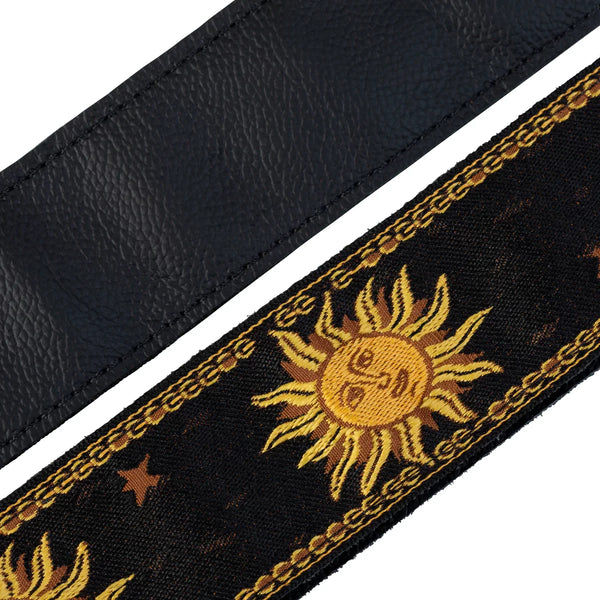 Levy's MPJG-SUN-BLK SUN MOTIF SERIES Guitar Strap - Black