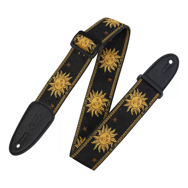 Levy's MPJG-SUN-BLK SUN MOTIF SERIES Guitar Strap - Black