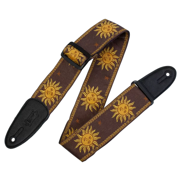 Levy's MPJG-SUN-BRN SUN MOTIF SERIES Guitar Strap - Brown
