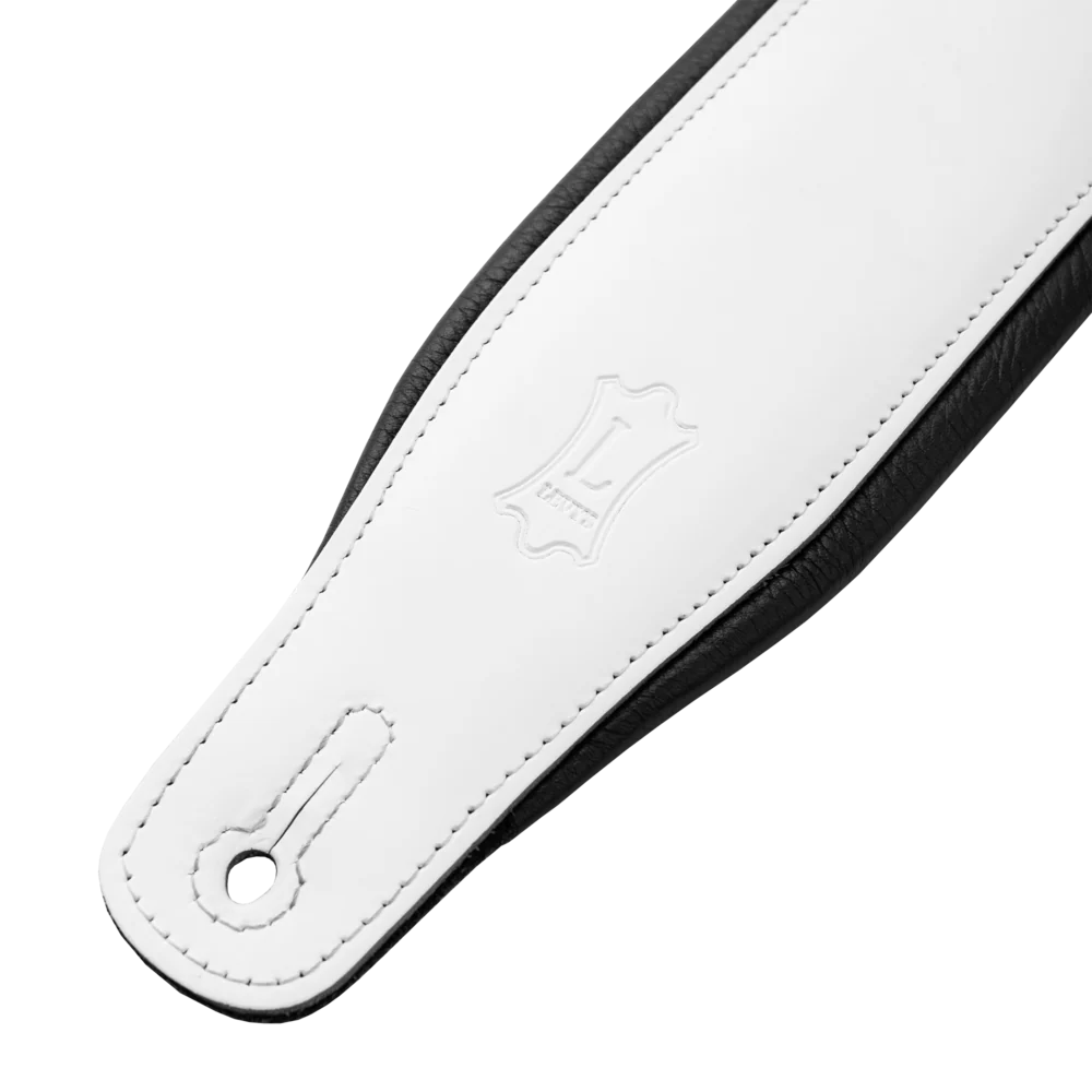 Levy's M26PD-WHT_BLK Amped Leather Series Guitar Strap -  White and Black