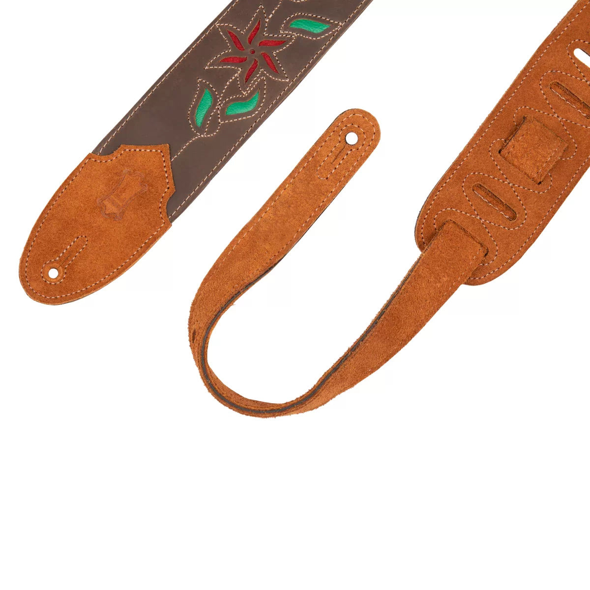 Levy's M4FV-DBR LEATHER FLOWERING VINE SERIES Guitar Strap - Dark Brown