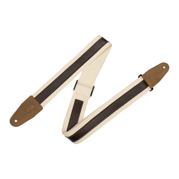 Levy's MC2CG-NAT-DBR COTTON COMBO SERIES Guitar Strap - Natural & Dark Brown