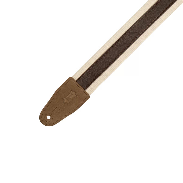 Levy's MC2CG-NAT-DBR COTTON COMBO SERIES Guitar Strap - Natural & Dark Brown