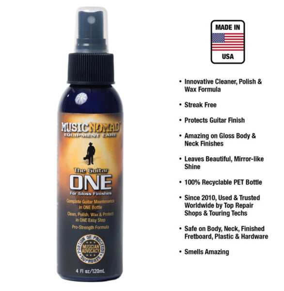 Music Nomad MN103 The Guitar ONE - All in 1 Cleaner, Polish, Wax for Gloss Finishes