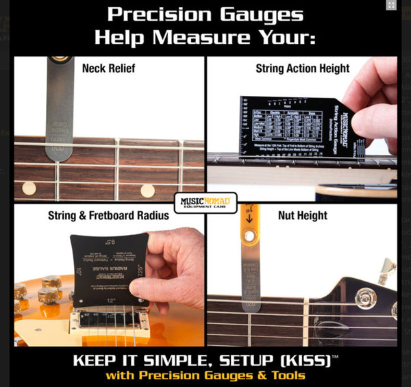 Music Nomad MN609 KEEP IT SIMPLE, SETUP (KISS)™ Starter Kit Bundle - 6 pc. Gauge Set, 26 pc. Guitar Tech Tool Set, 11 pc. Truss Rod Wrench Set