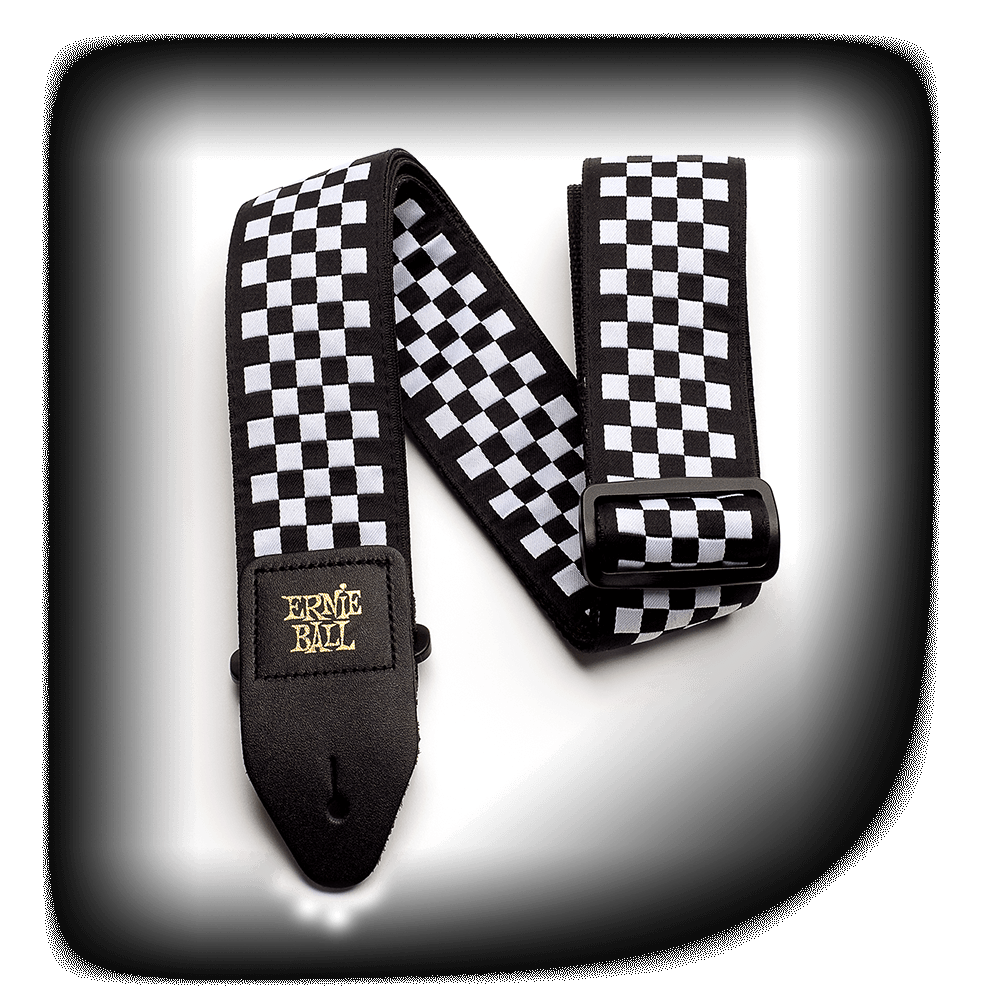 Ernie Ball 4149 CLASSIC JACQUARD GUITAR STRAP/BASS STRAP - BLACK & WHITE CHECKERS
