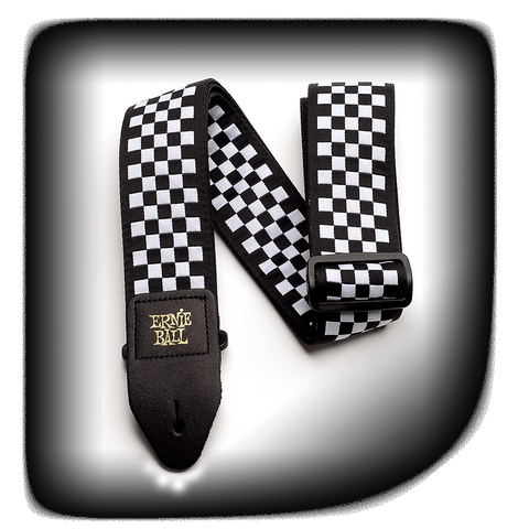 Ernie Ball 4149 CLASSIC JACQUARD GUITAR STRAP/BASS STRAP - BLACK & WHITE CHECKERS