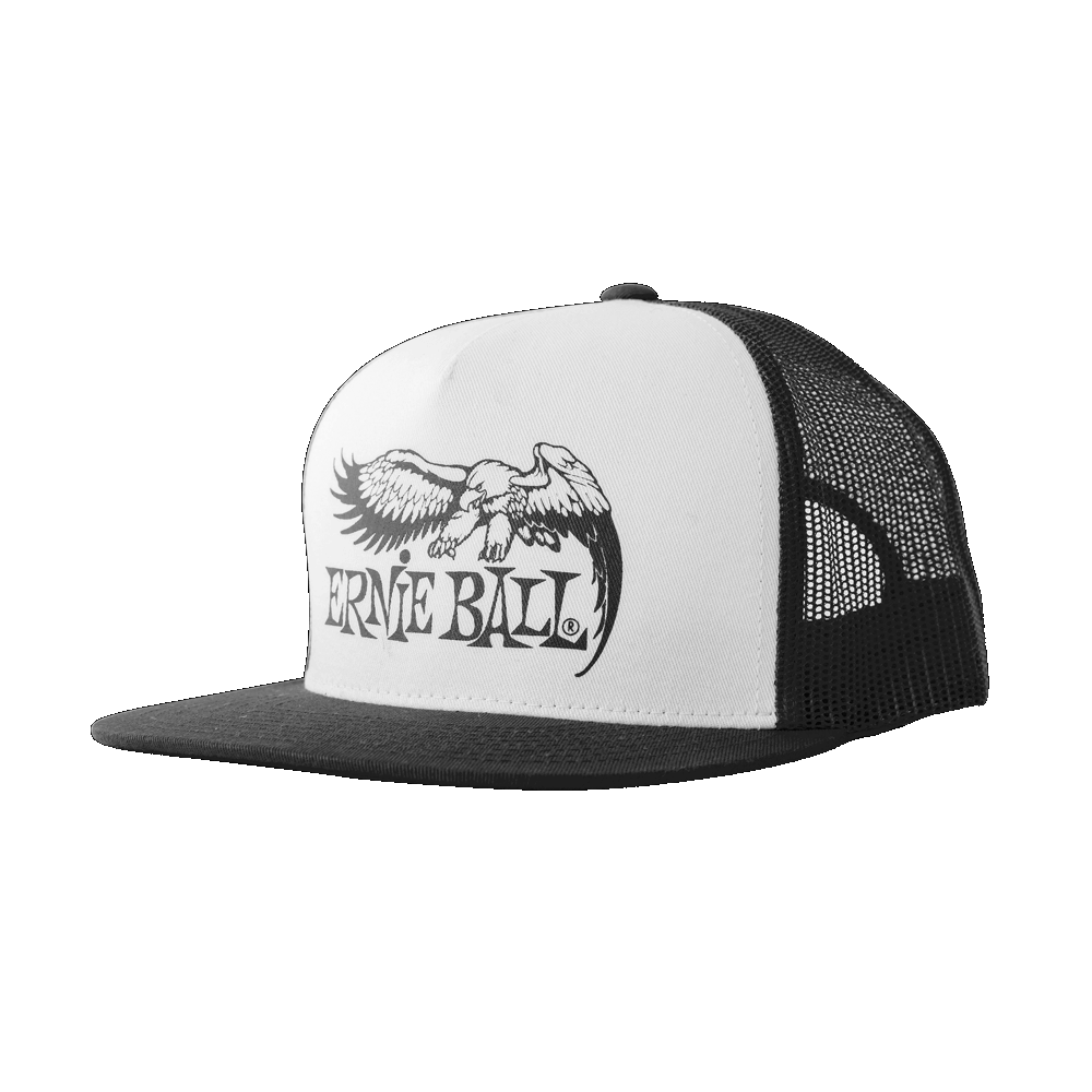 Ernie Ball P04159 BLACK WITH WHITE FRONT AND BLACK ERNIE BALL EAGLE LOGO HAT
