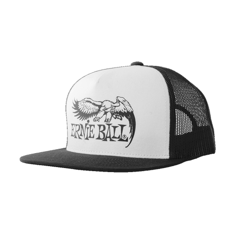 Ernie Ball P04159 BLACK WITH WHITE FRONT AND BLACK ERNIE BALL EAGLE LOGO HAT
