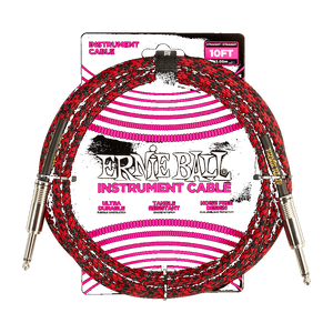 Ernie Ball 6394 BRAIDED INSTRUMENT CABLE STRAIGHT/STRAIGHT 10FT - RED/BLACK