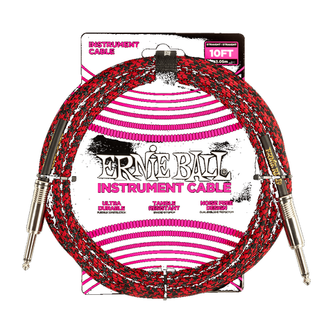 Ernie Ball 6394 BRAIDED INSTRUMENT CABLE STRAIGHT/STRAIGHT 10FT - RED/BLACK