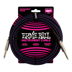 Ernie Ball 6395 BRAIDED INSTRUMENT CABLE STRAIGHT/STRAIGHT 18FT - PURPLE/BLACK