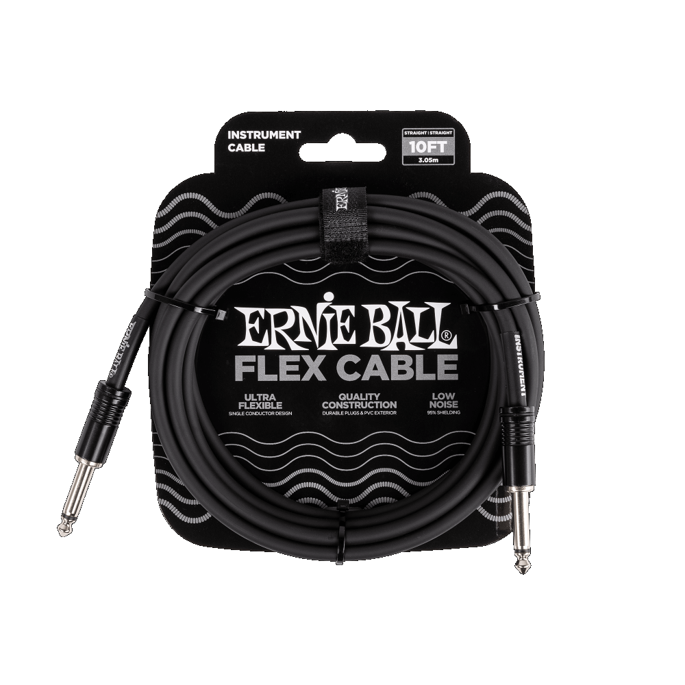 Ernie Ball P06434 FLEX INSTRUMENT CABLE STRAIGHT/STRAIGHT 10FT - BLACK