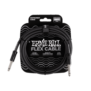 Ernie Ball P06434 FLEX INSTRUMENT CABLE STRAIGHT/STRAIGHT 10FT - BLACK