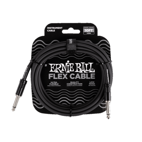Ernie Ball P06434 FLEX INSTRUMENT CABLE STRAIGHT/STRAIGHT 10FT - BLACK
