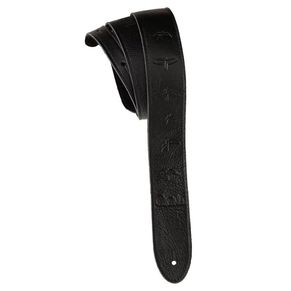 PRS 2" Leather Strap, Embossed Birds Strap - Black