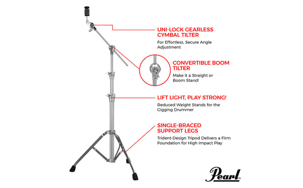 Pearl BC930S 930 Series Boom Cymbal Stand - Single Braced