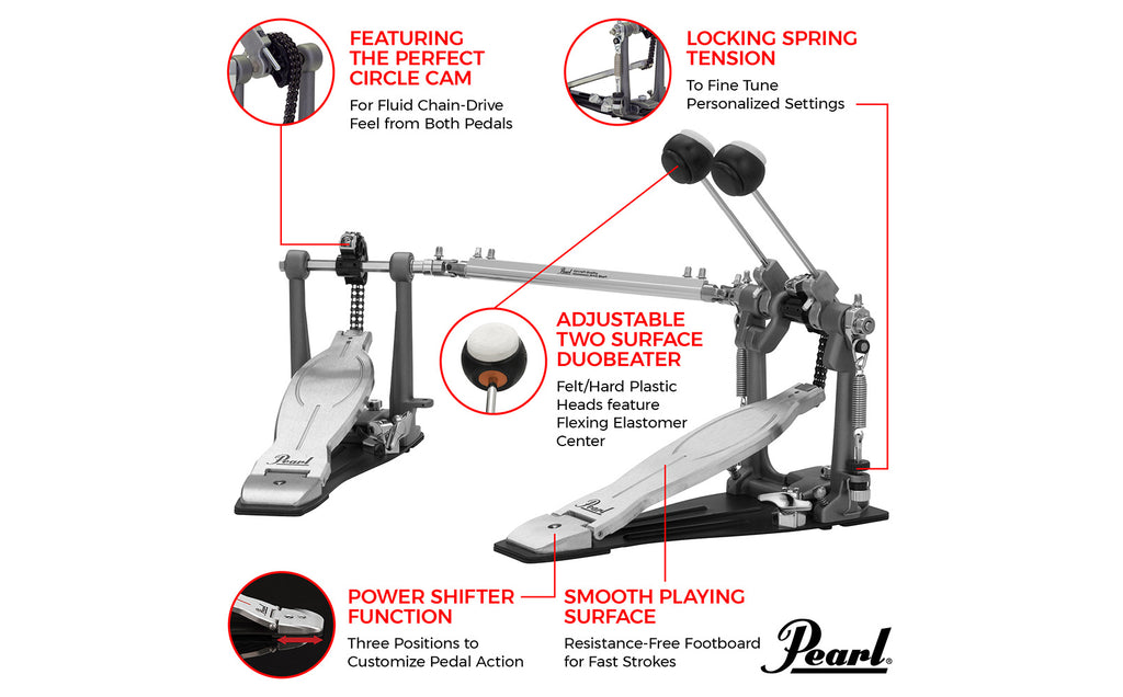 Pearl P1032 Black Double Bass Drum Pedal