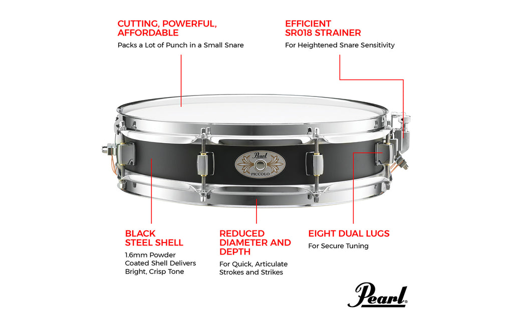 Pearl S1330B 13"x3" Steel Effect Piccolo Snare
