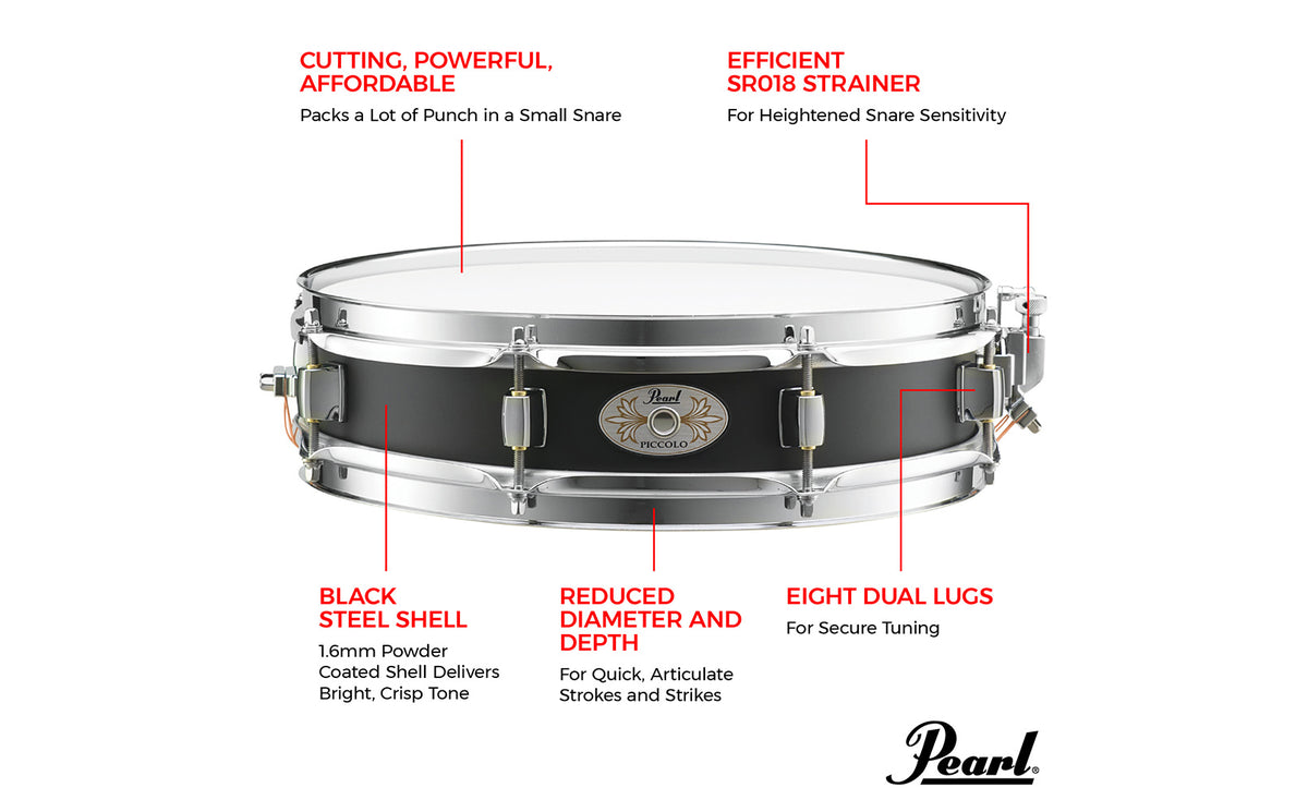 Pearl S1330B 13"x3" Steel Effect Piccolo Snare