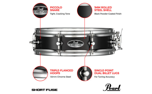 Pearl SFS1335B Short Fuse Piccolo Snare 13"x3.5"
