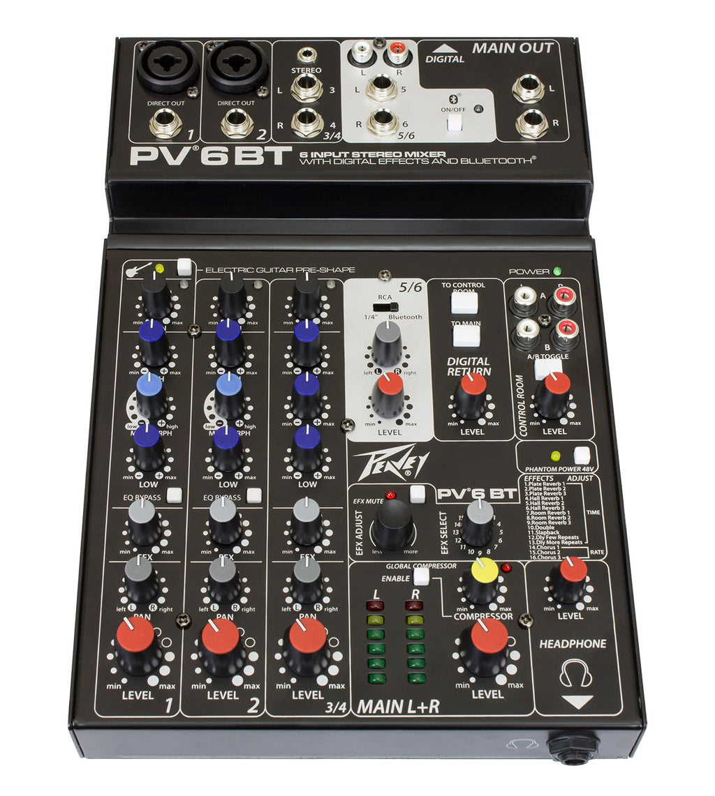 Peavey PV® 6BT Compact Mixer 6 Channel with Bluetooth