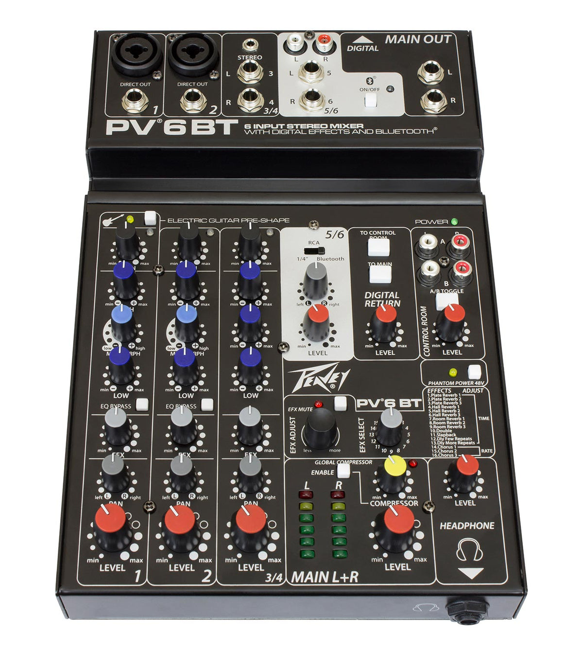 Peavey PV® 6BT Compact Mixer 6 Channel with Bluetooth