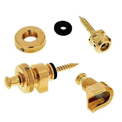 Schaller 509G Security Strap Locks and Buttons (Pair) - Gold
