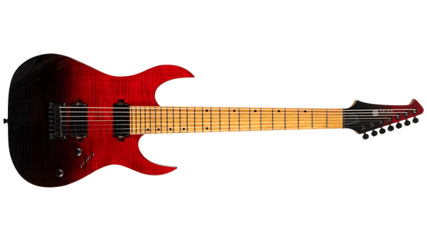 Spira S-457TRD 7 String Electric Guitar - Transparent Red & Black