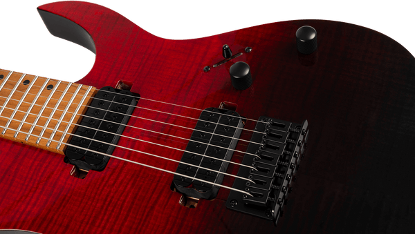 Spira S-457TRD 7 String Electric Guitar - Transparent Red & Black