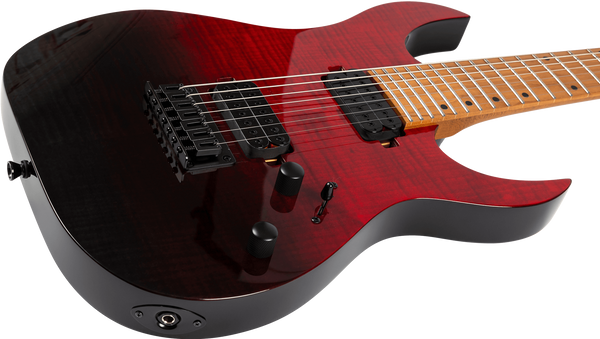 Spira S-457TRD 7 String Electric Guitar - Transparent Red & Black