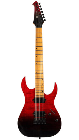 Spira S-457TRD 7 String Electric Guitar - Transparent Red & Black