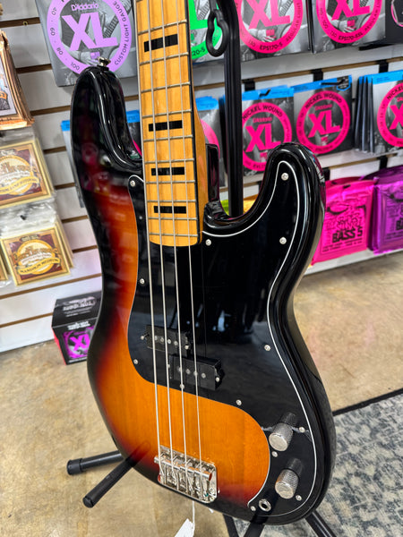 Used Squier Classic Vibe '70s Precision Bass 3-Tone Sunburst - Full Body Angle View