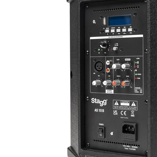 Stagg AS10B 10" Battery Powered Speaker with Wireless Mic & Bluetooth