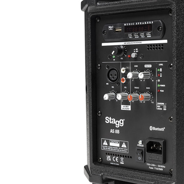 Stagg AS8B 8" Battery Powered Speaker with Wireless Mic & Bluetooth