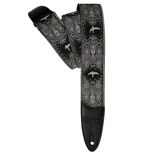 PRS 2" Guitar Strap, Custom Jacquard Birds Fleur - Charcoal