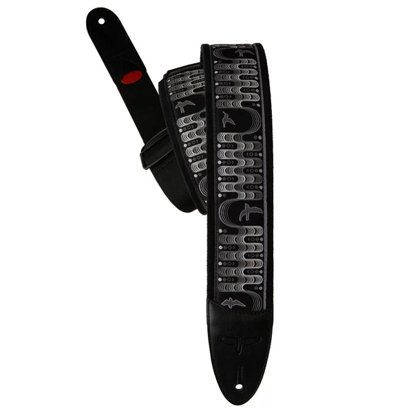 PRS 2.4" Padded Guitar Strap w/FLASH, Custom Jacquard Birds Wavelength - Charcoal