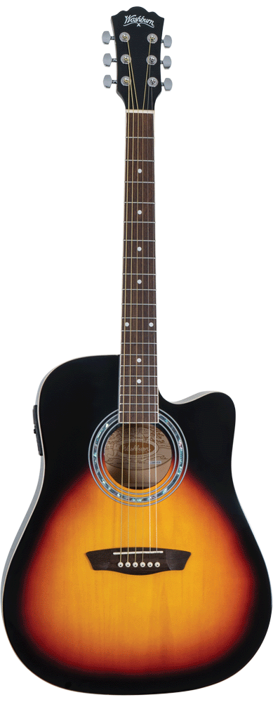 Washburn WA90CEVSB Vintage Series Dreadnought Cutaway Acoustic Electric - Vintage Sunburst - B Stock