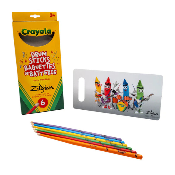 Zildjian x Crayola Pack, 6 Kids Drumsticks & Pad